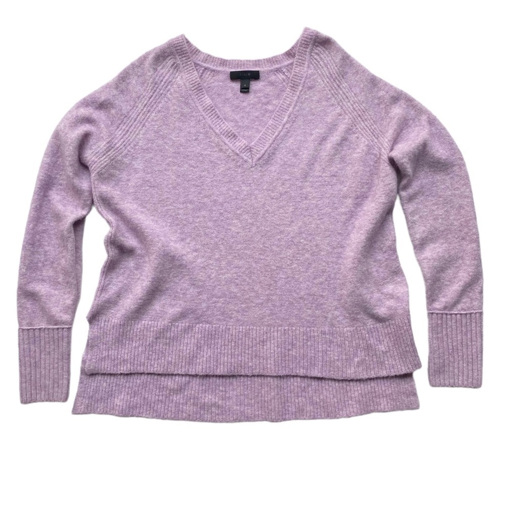 J Crew Sweater Womens Size Small Alpaca Merino Wool Purple Lilac V-neck